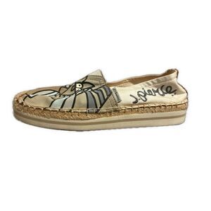 Joy & Mario Ivory Beige Contemporary Art Flat Espadrilles 6